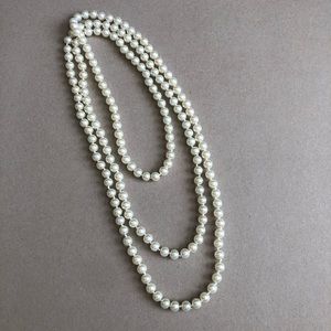 Long White Pearl Necklace